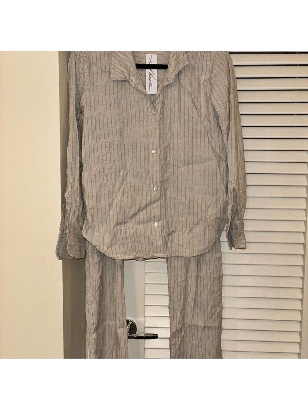 Red Haute Linen Striped SET-  Shirt & Pants!